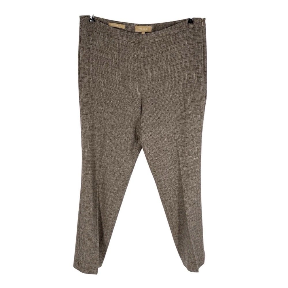 Talbots Wool Blend Pants Womens Size 10 Taupe Charcoal Weave Lined Classic
